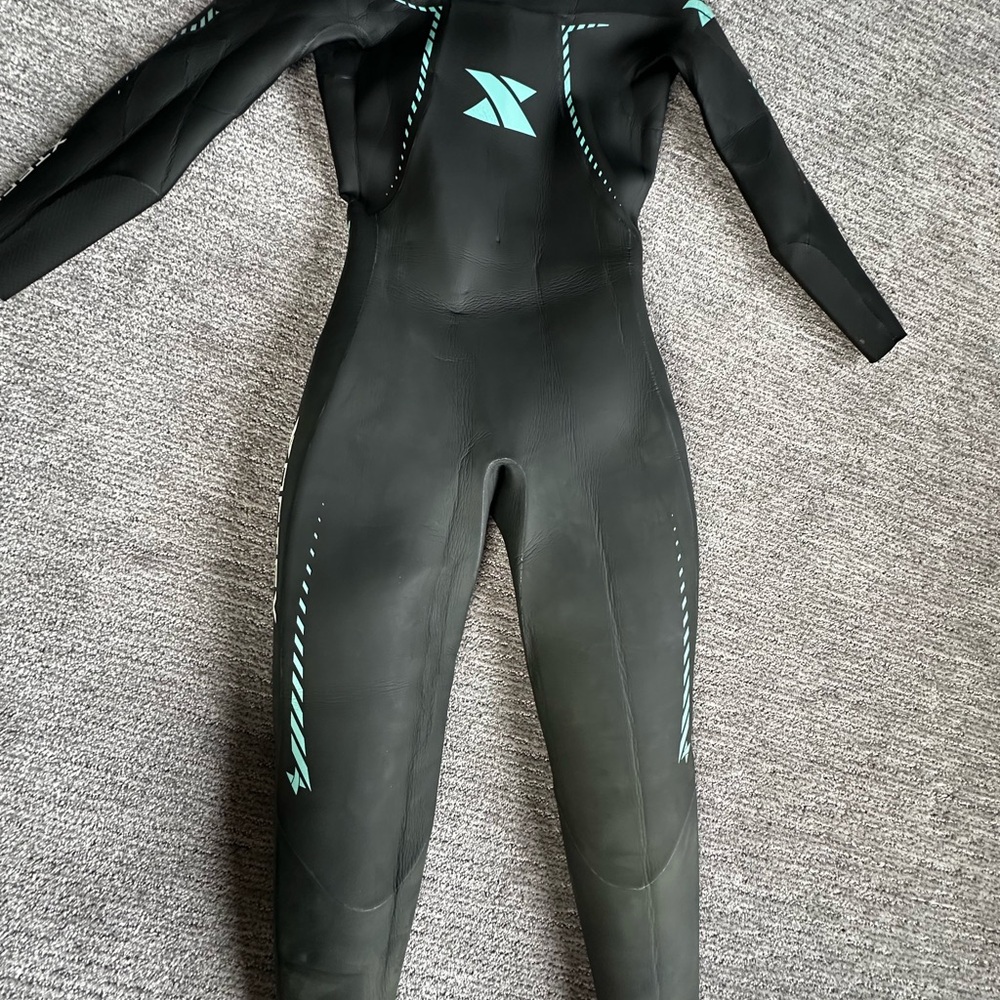 Women's Black and Teal Swim Wetsuit